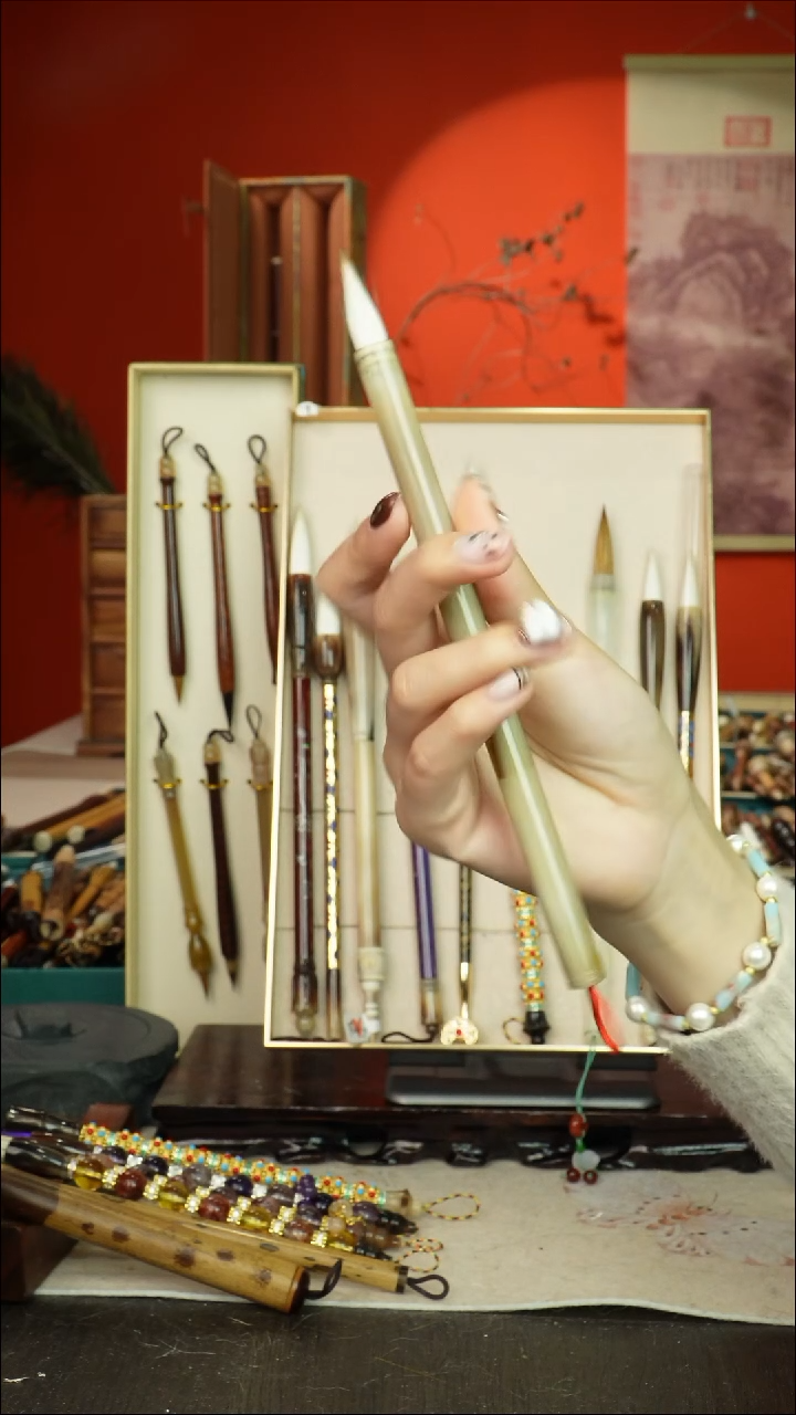 509号闪孤品高货毛笔链接 清水试笔 蘸墨不退