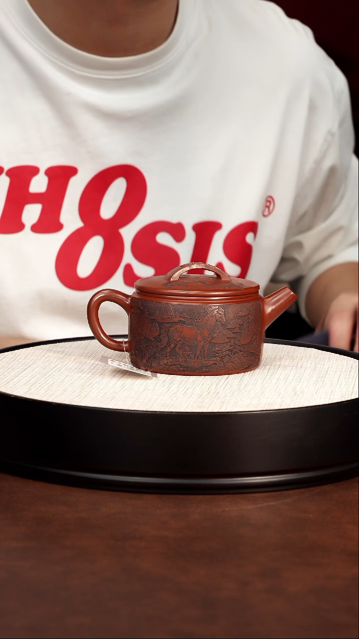 茶壶紫砂宜兴紫砂 汉瓦大红袍 顾建根