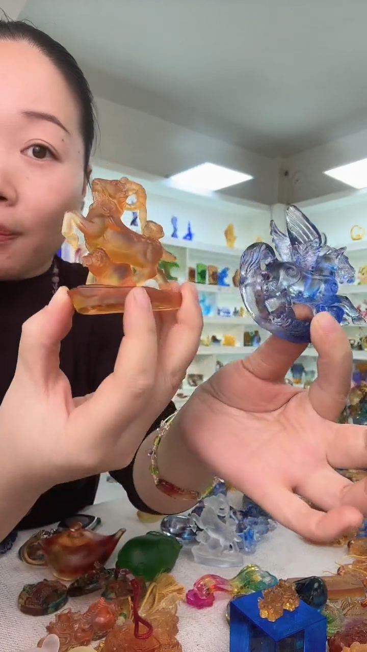 手工艺品琉璃飞马+羊