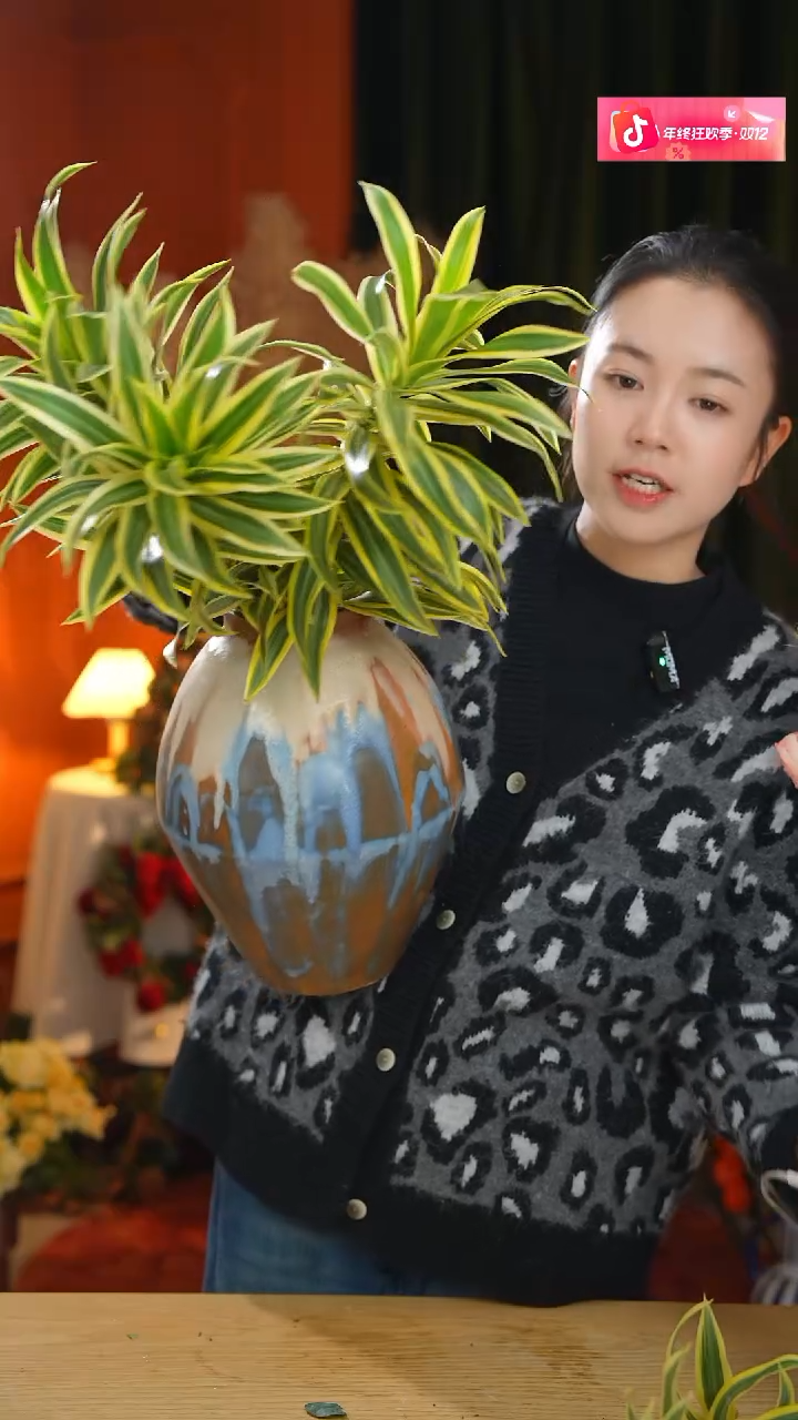 陶瓷高温窑变釉  复古蓝咖色花瓶 高度31.5 口径9