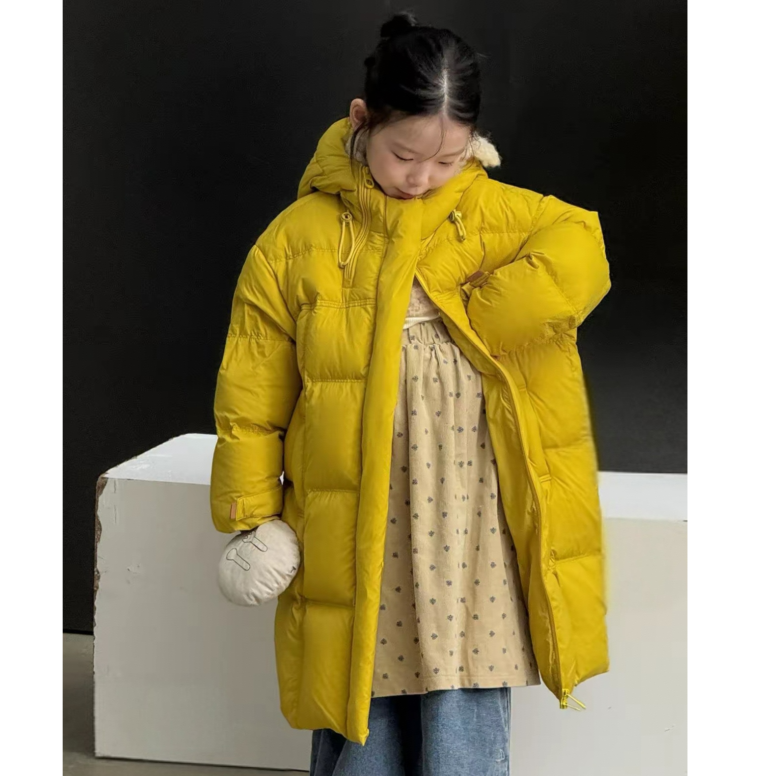 （羽绒保真系列）加厚连帽大被子款儿童90羽绒服保暖长款韩系外套