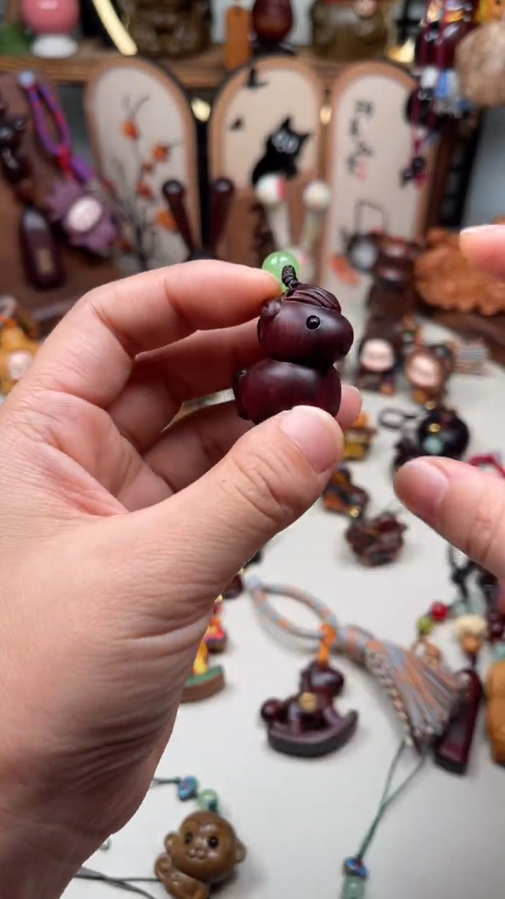 檀香木紫檀小胖马挂件