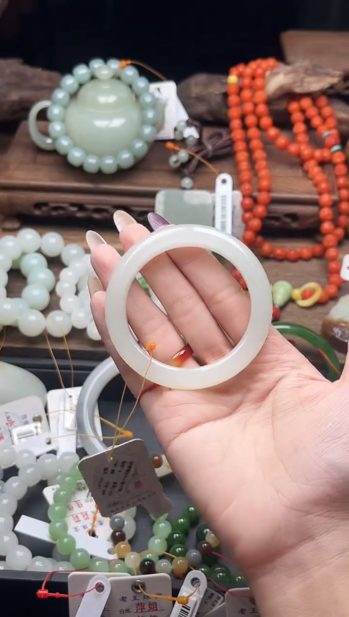 未镶嵌手镯和田玉青海高青白 52+圈 内裂 9015171