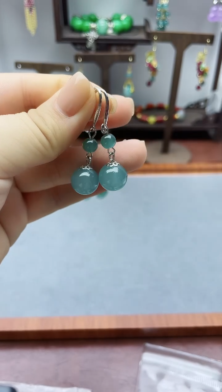 银S925镶嵌翡翠耳饰613000