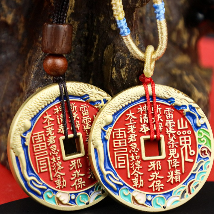 老师制作山鬼花钱珐琅款-龙腾四海