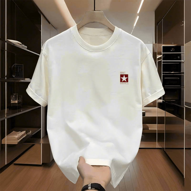 重磅240克正品舒适男士休闲百搭大码轻奢夏季半袖设计高端圆领