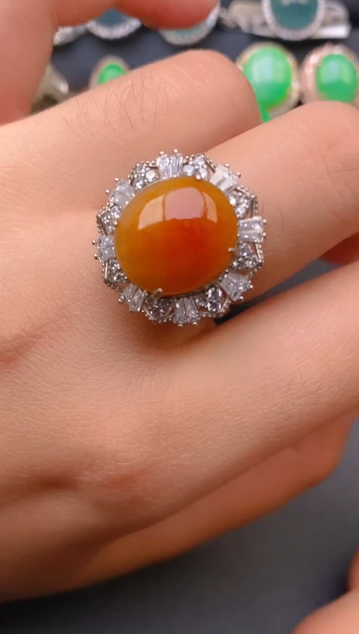 【闪购商品】翡翠戒指银S925镶嵌天然A货翡翠1