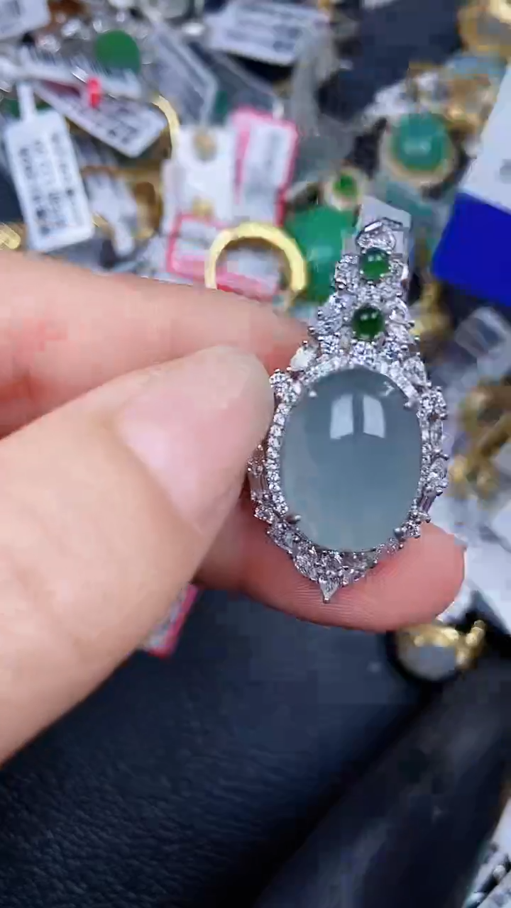 颈饰银S925镶嵌翡翠0076