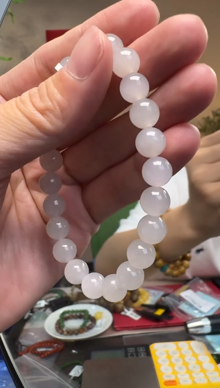 手链未镶嵌和田玉DYL-和田玉约8mm圆珠手串单圈