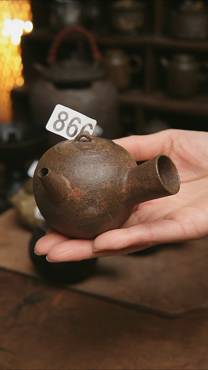 866号紫砂全手工粉引茶壶130毫升