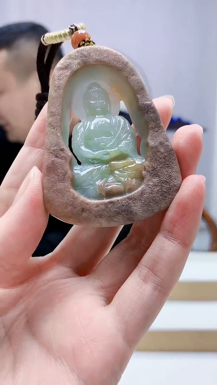未镶嵌定制翡翠4898zm-毛货挂件观音87