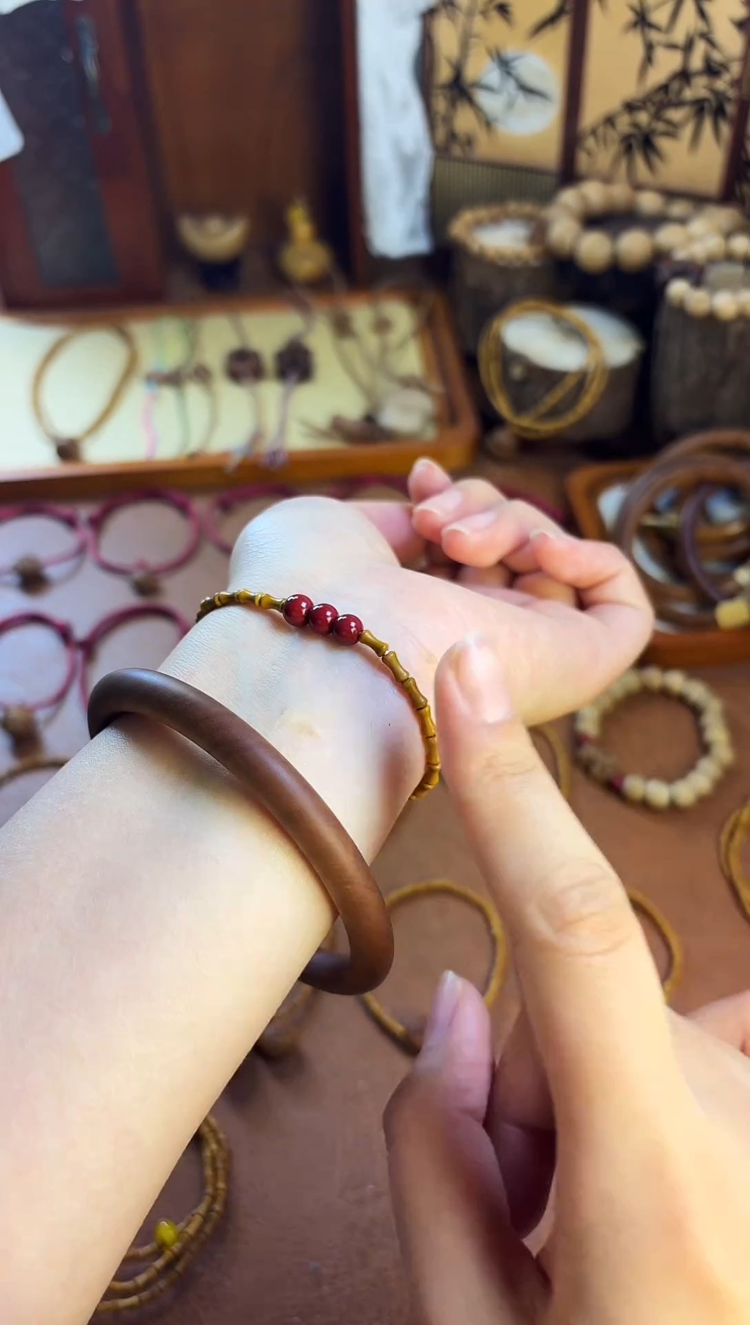 手串桃核单圈竹节三生万物