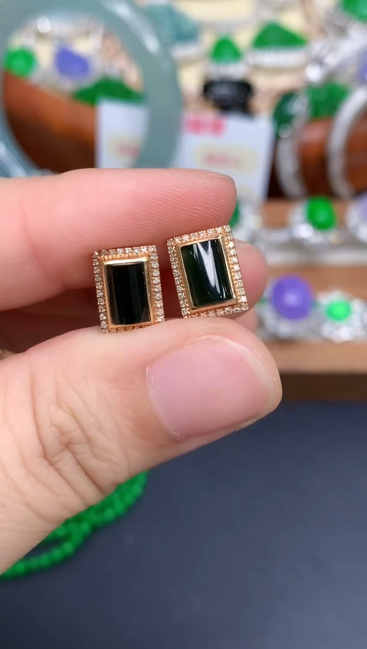 18K金镶嵌翡翠耳饰473-中国好珍宝