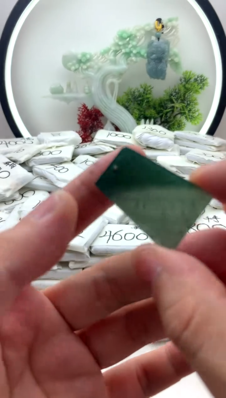 翡翠未镶嵌颈饰无事牌