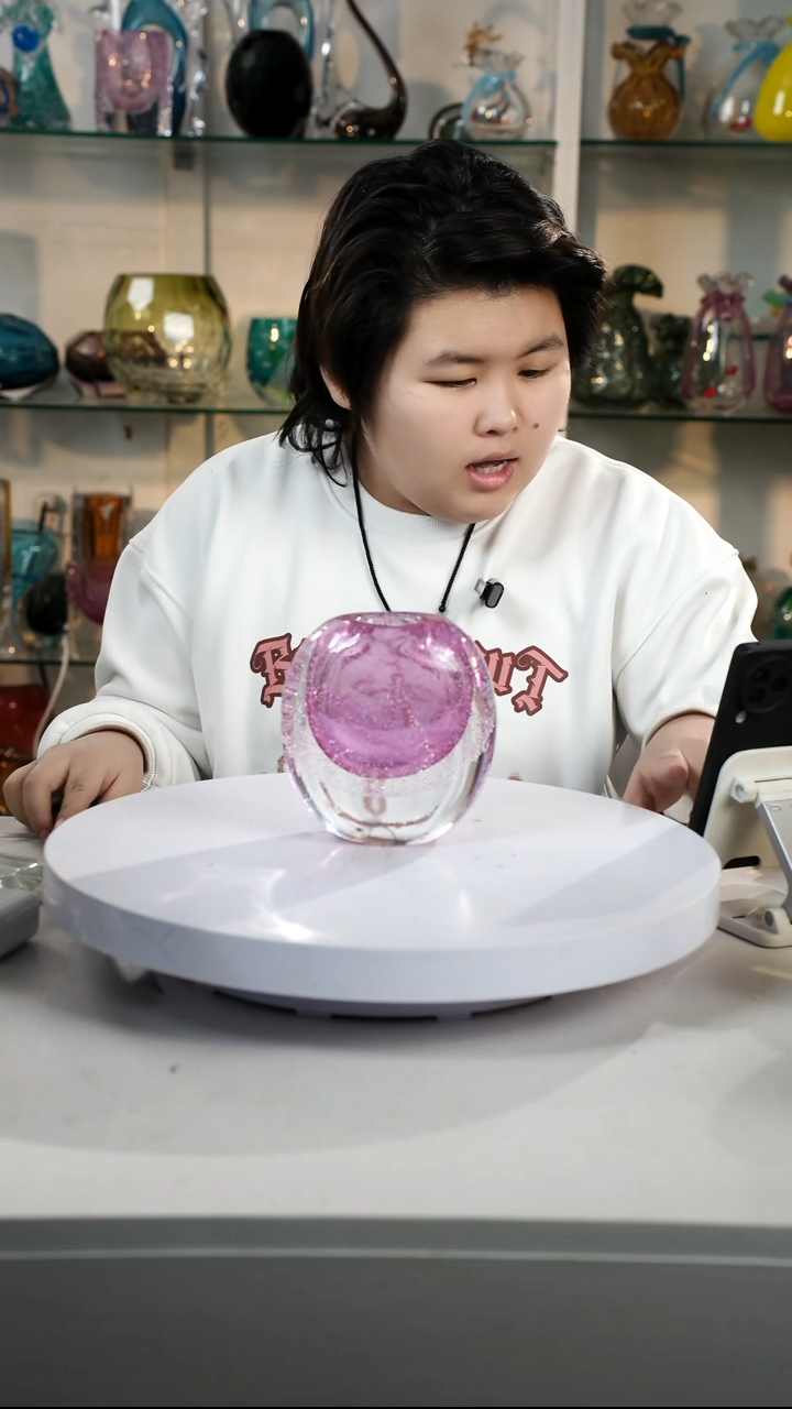 【闪购商品】琉璃【弘扬】高14轻奢琉璃花器正常手工痕迹