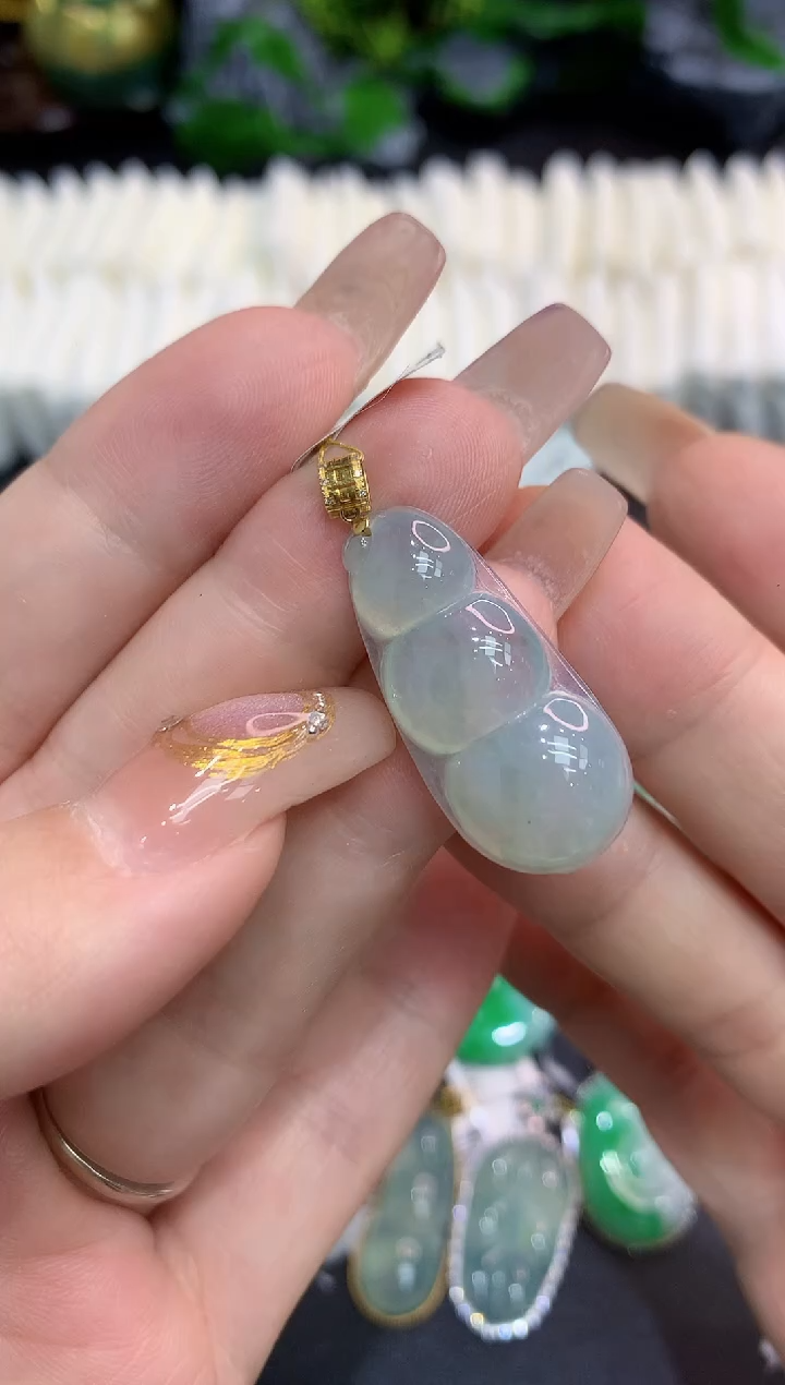 翡翠18K金镶嵌吊坠(不含链)11111
