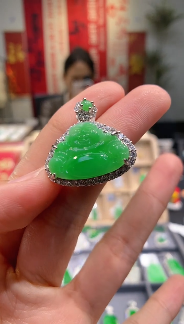 【闪购商品】翡翠吊坠(不含链)银S925镶嵌佛公