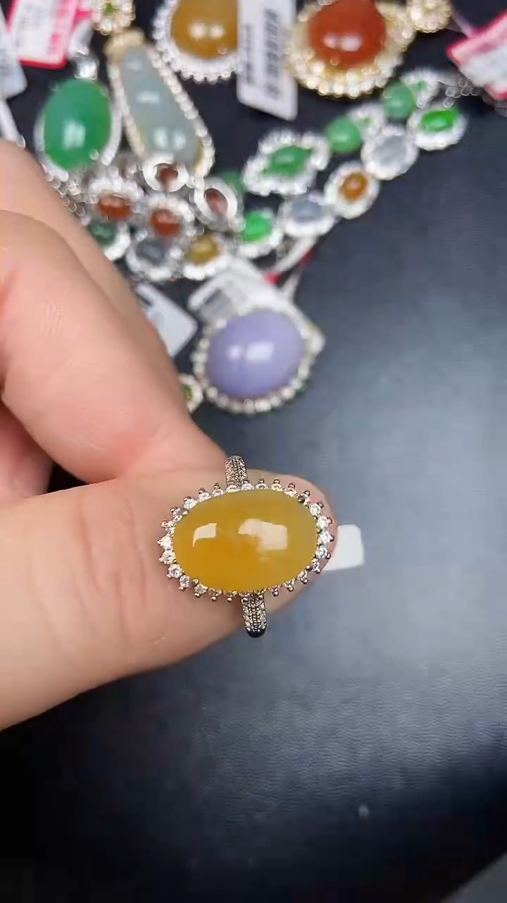 银S925镶嵌戒指翡翠6100