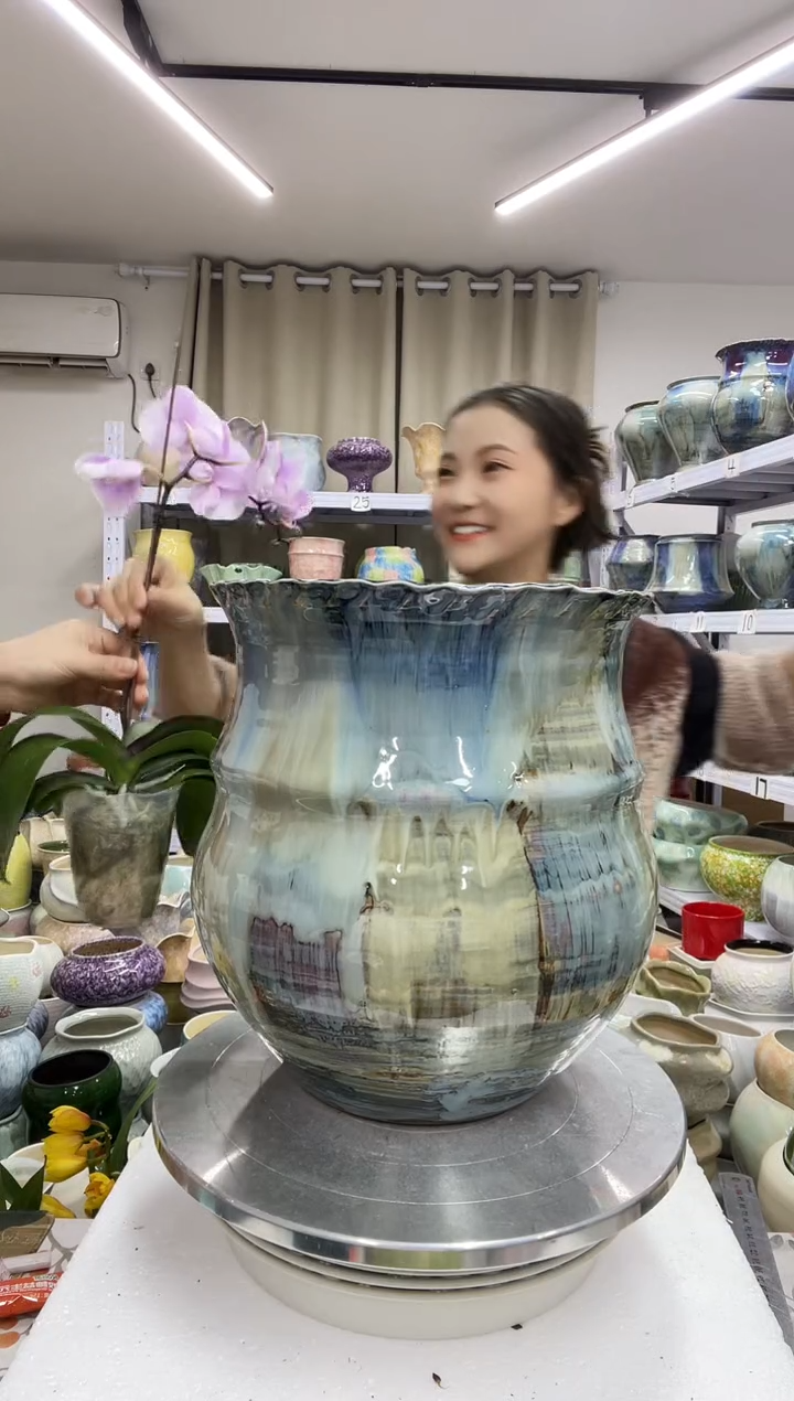 【微瑕 缺釉】【12.22】花盆链接 高：  28口：20