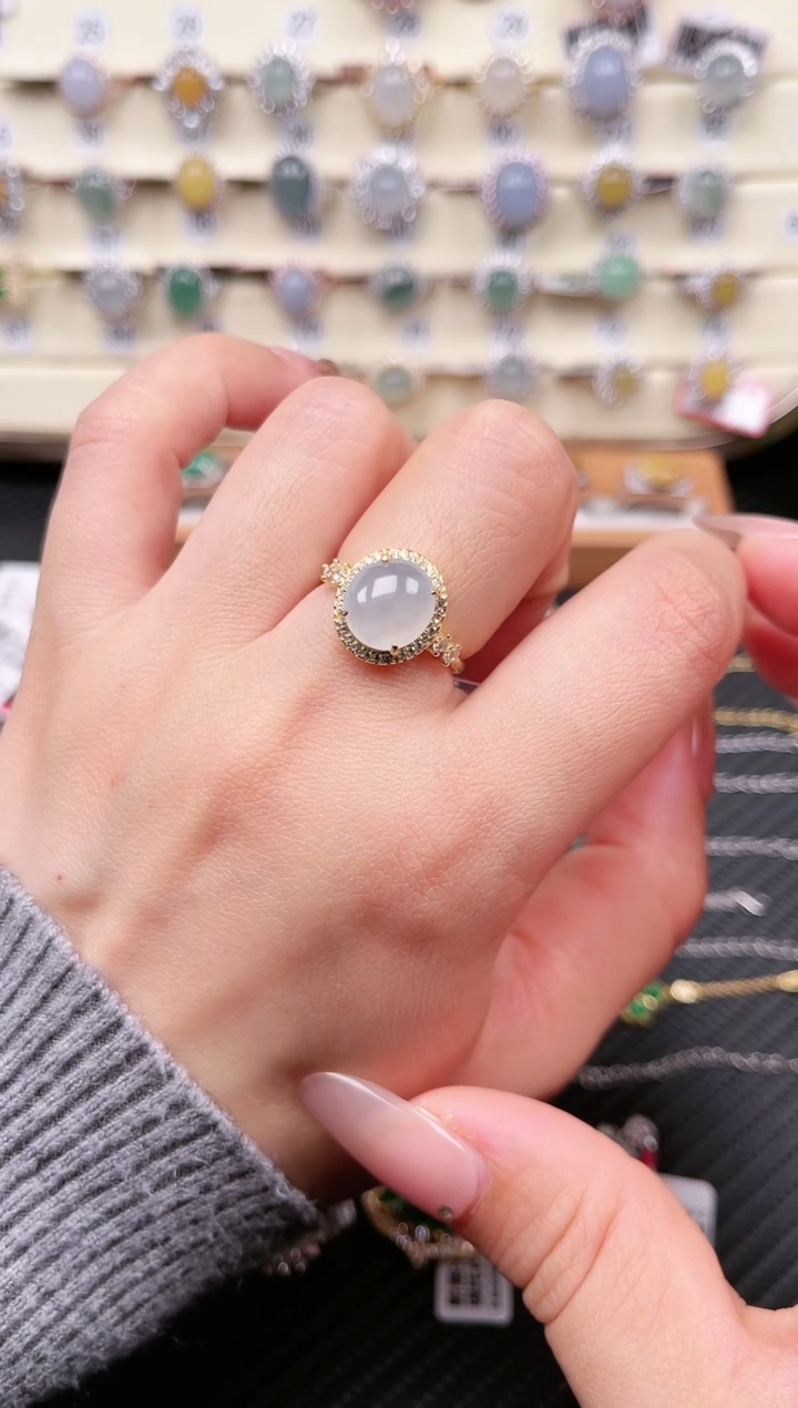 【闪购商品】翡翠戒指银S925镶嵌戒指16