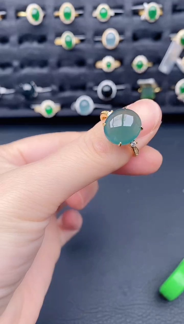 银S925镶嵌戒指翡翠天然a货翡翠177