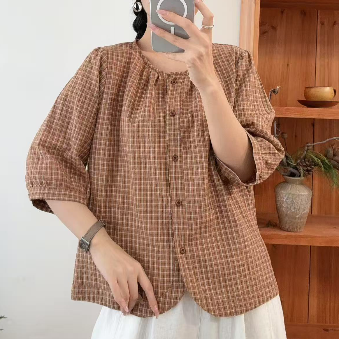 10235新款夏季文艺减龄宽松显瘦衬衫QZ