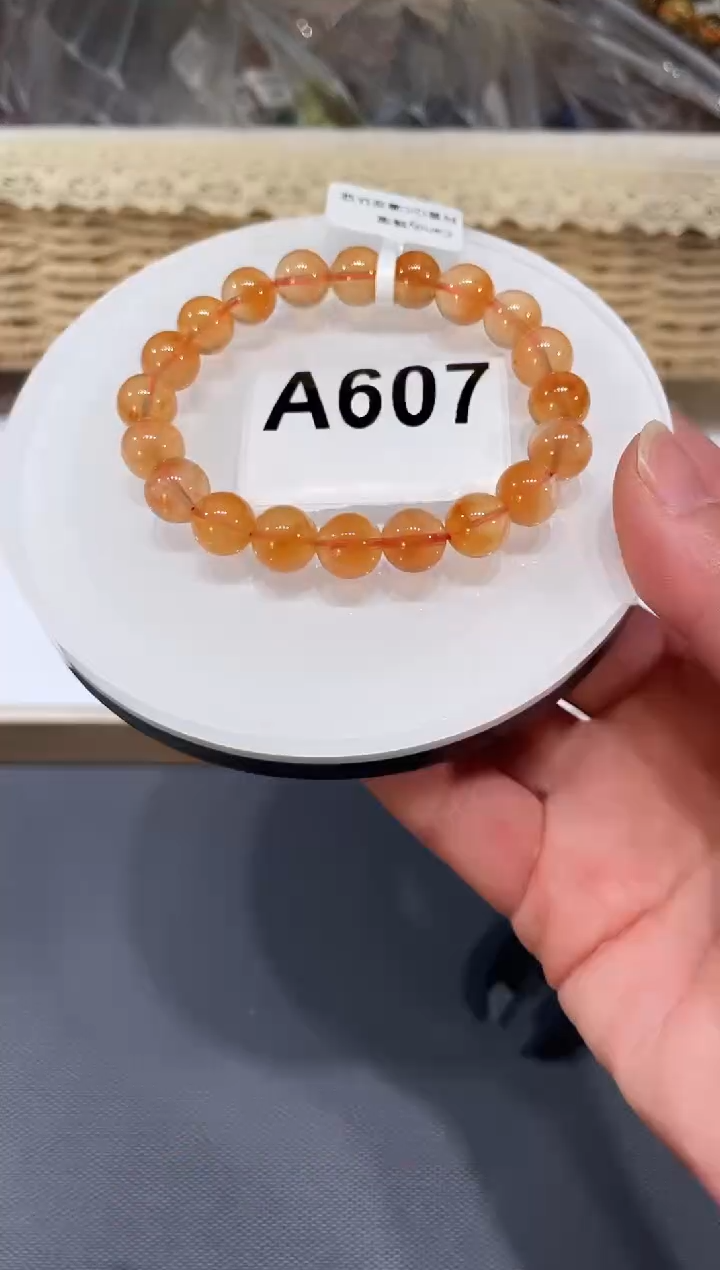 未镶嵌手链水晶A607 橙兔毛 9