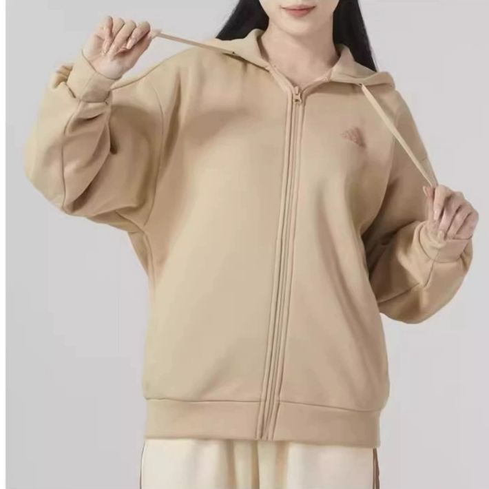 adidas阿迪达斯连帽卫衣女外套冬新款宽松休闲运动跑步夹克IK9893