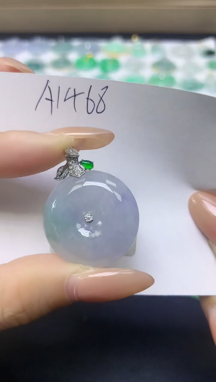 颈饰18K金镶嵌翡翠天然缅甸A货翡翠百元以上9元证书费自理