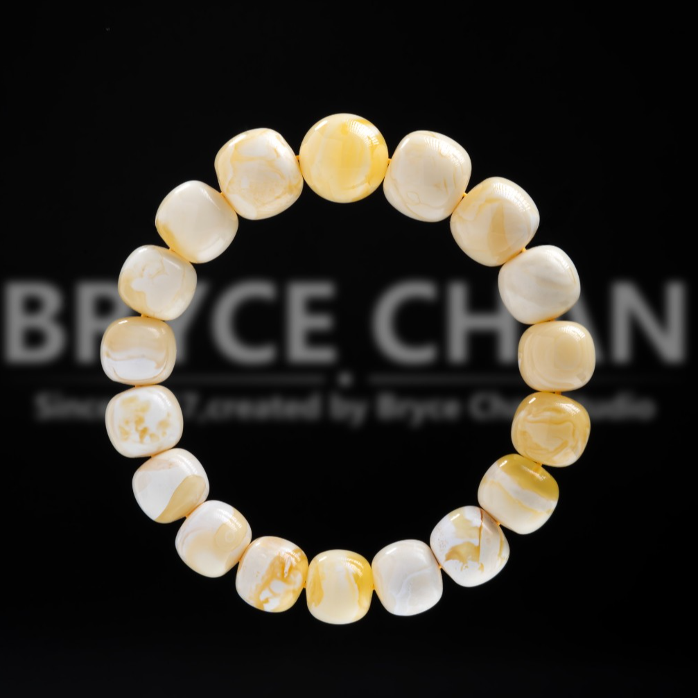 【耀今·金瓷白妖孽老型珠单圈】（12~14.7mm·23.39g）妖花蜜蜡手串