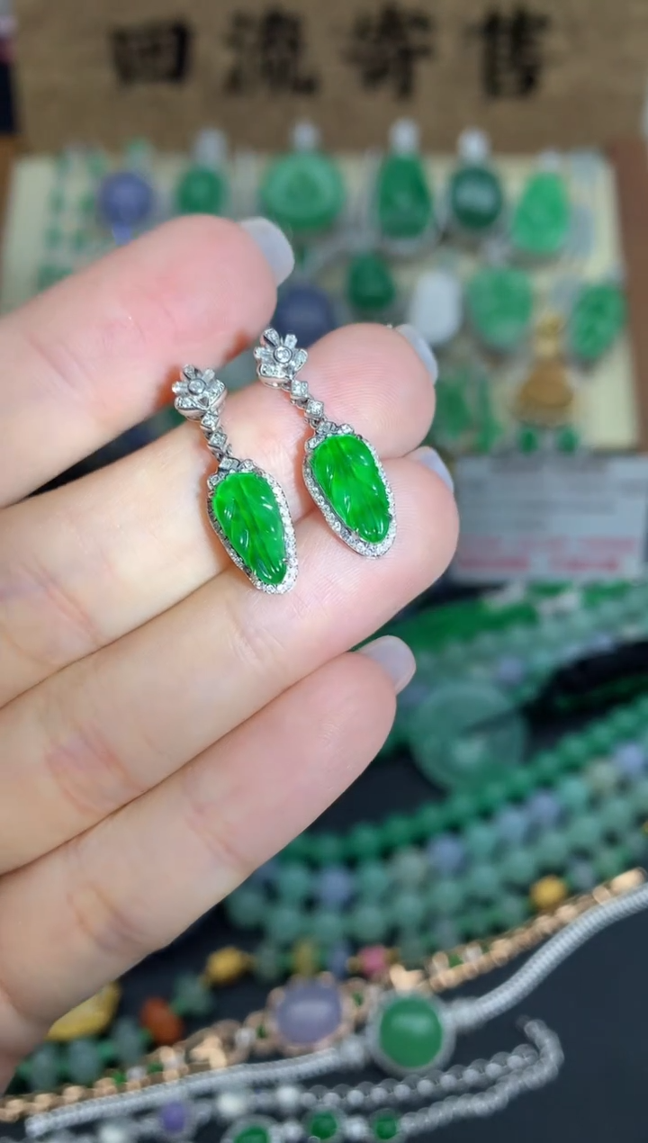 【闪购商品】翡翠耳饰18K金镶嵌259-中国好珍宝