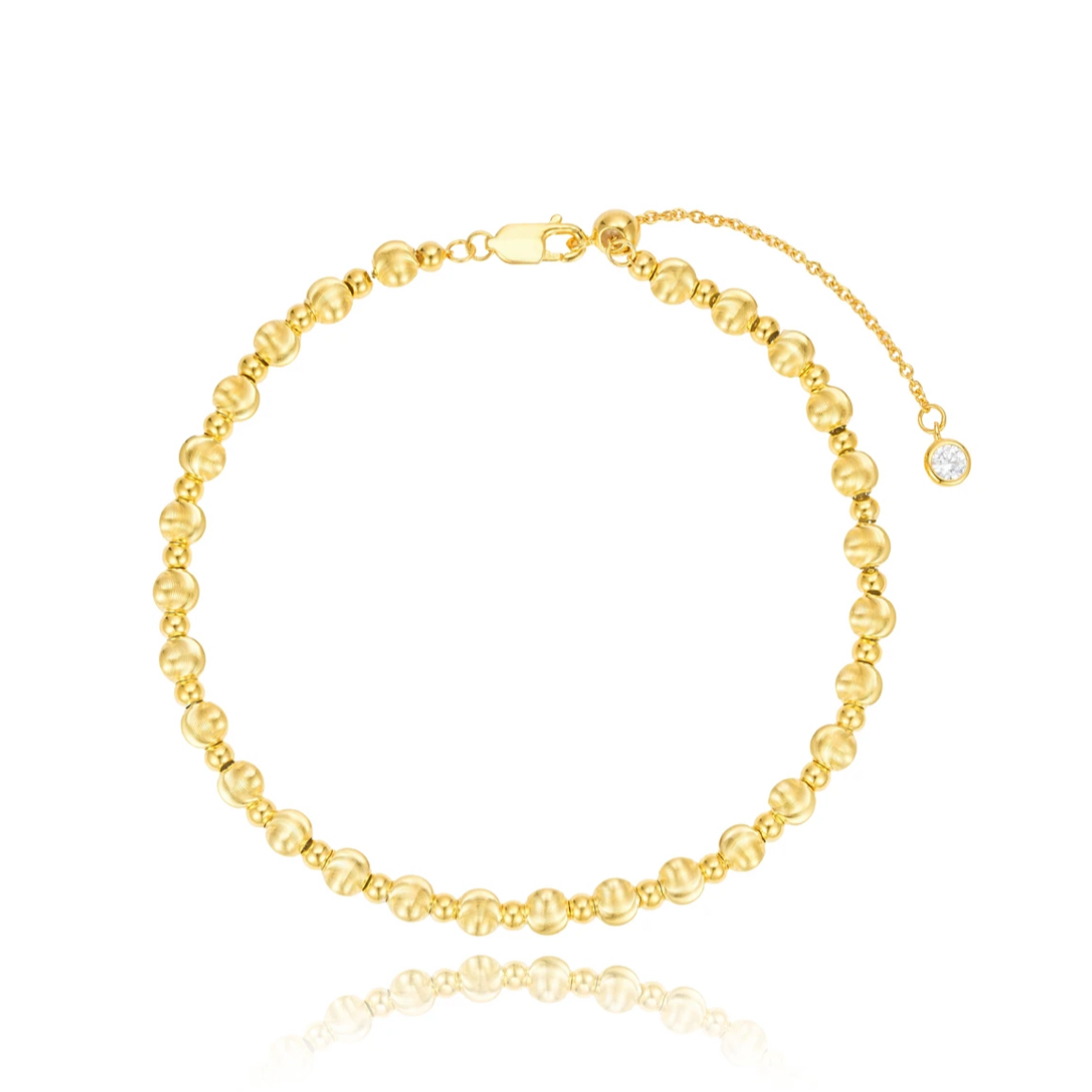 足银手链 猫眼点钻气质时尚百搭简约光珠可调节手串