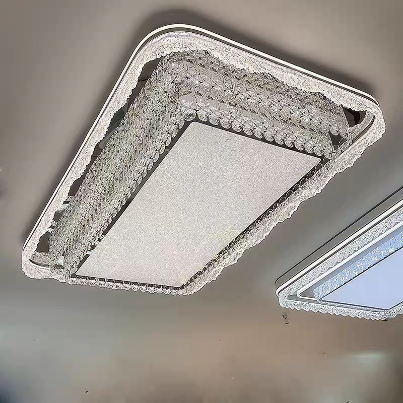 高端大气双层水晶海浪不锈钢客厅吸顶灯