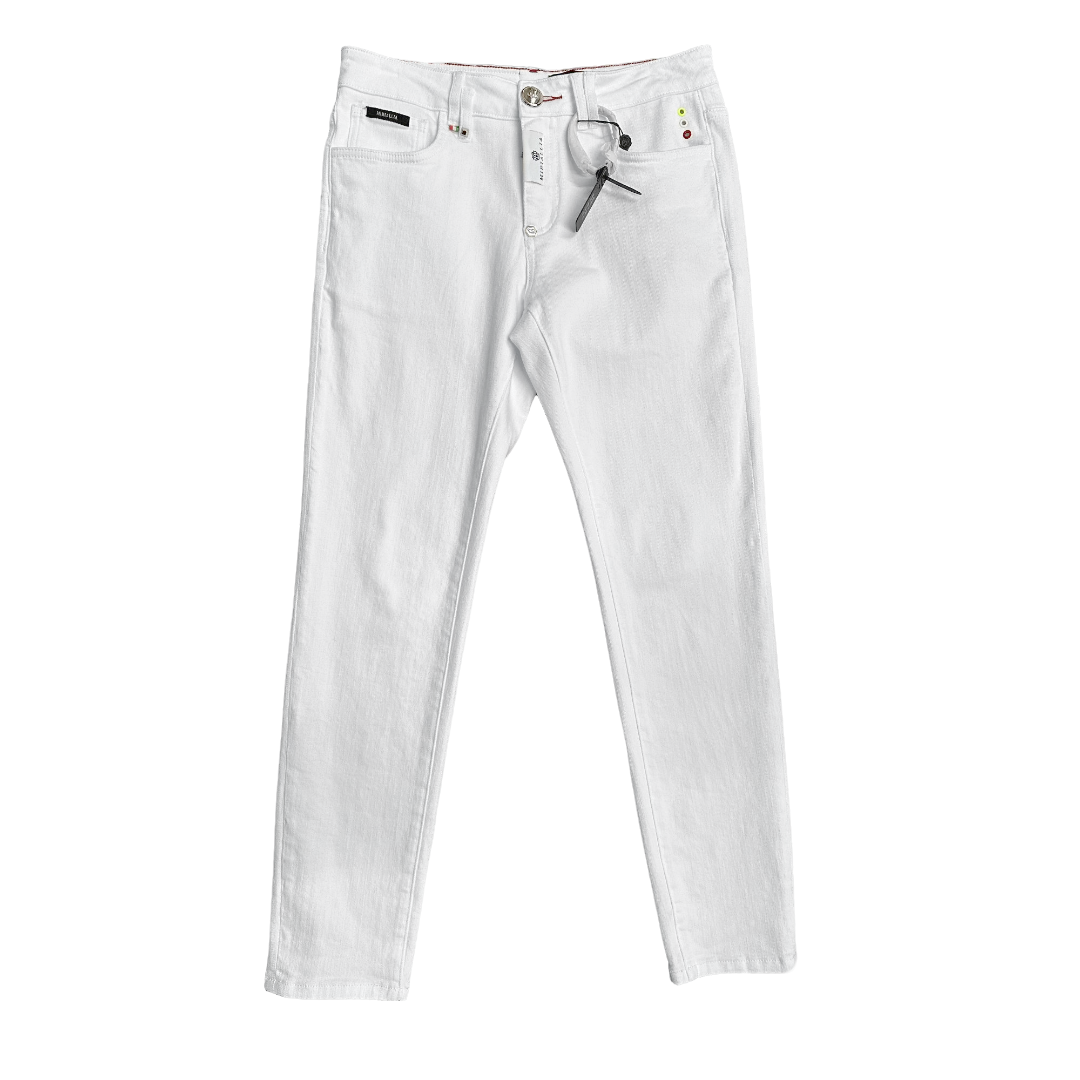 MIRIALLIA高奢定制8821净版皓月白色牛仔男士修身弹力潮流牛仔裤