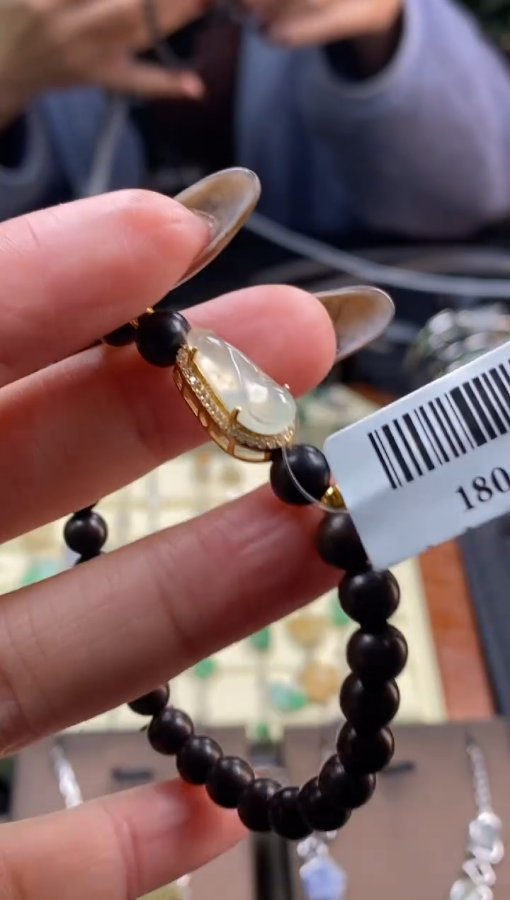 颈饰银S925镶嵌翡翠净货18017