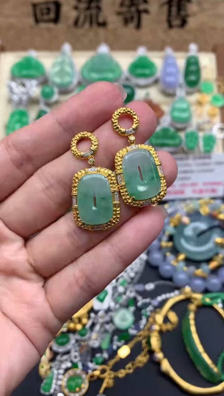 【闪购商品】翡翠耳饰18K金镶嵌512-中国好珍宝