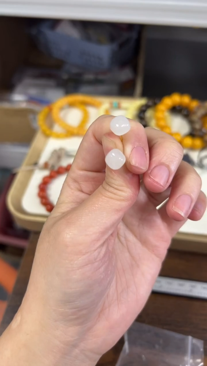 银S925镶嵌和田玉耳饰和田玉白玉小方块馒头银耳钉[63]