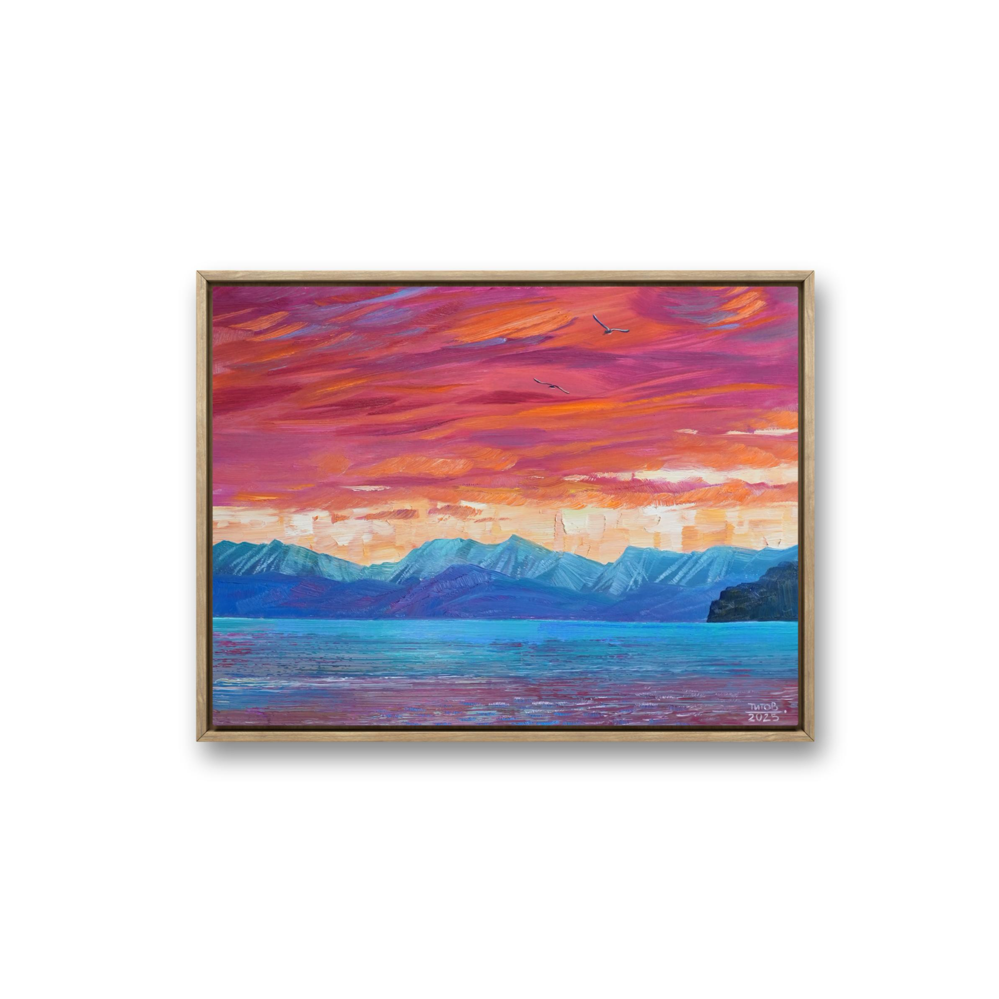 俄罗斯原创手绘油画季托夫《贝加尔湖之歌（一）》60*80cm 2025年客厅