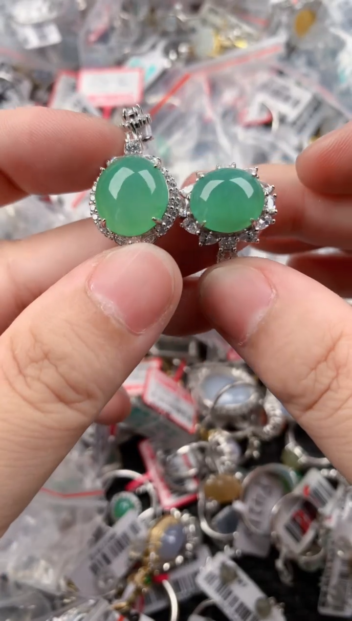 银S925镶嵌戒指翡翠5555-----4