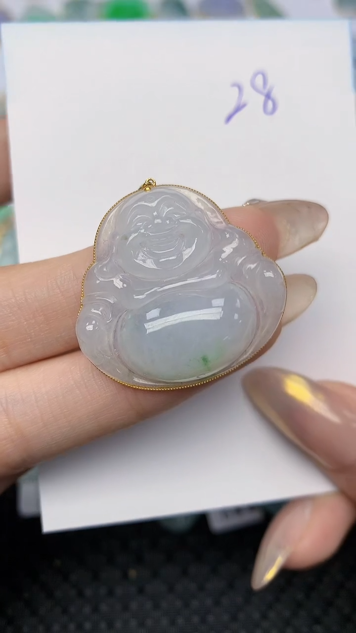 【闪购商品】翡翠18K金镶嵌颈饰天然翡翠A货