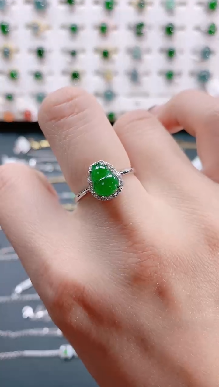 【闪购商品】翡翠戒指银S925镶嵌天然翡翠
