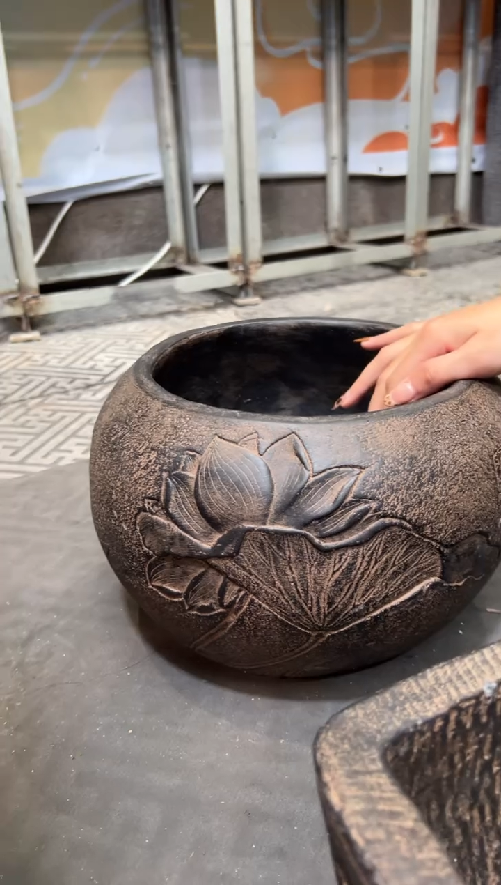陶土【火山泥】荷缘缸