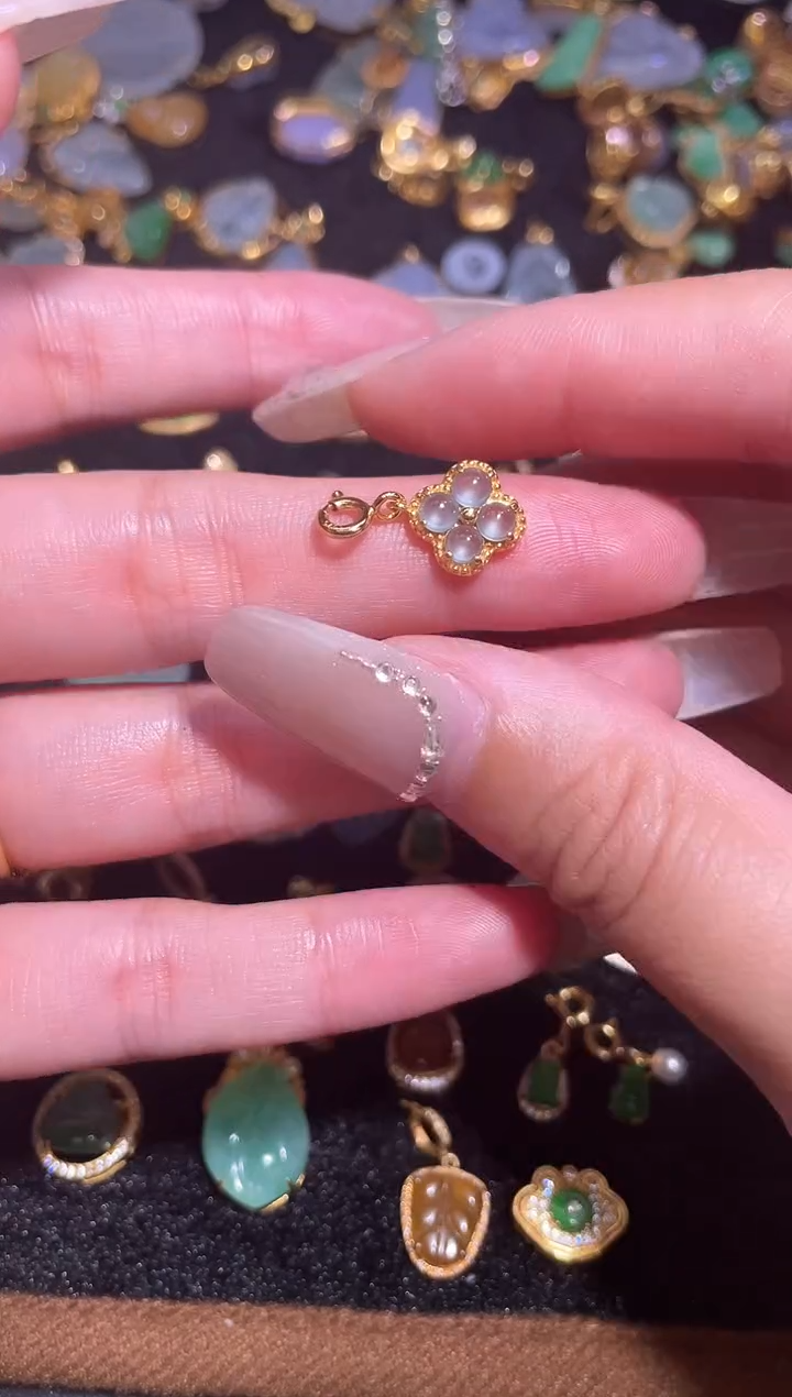 吊坠(不含链)银S925镶嵌翡翠天然a货