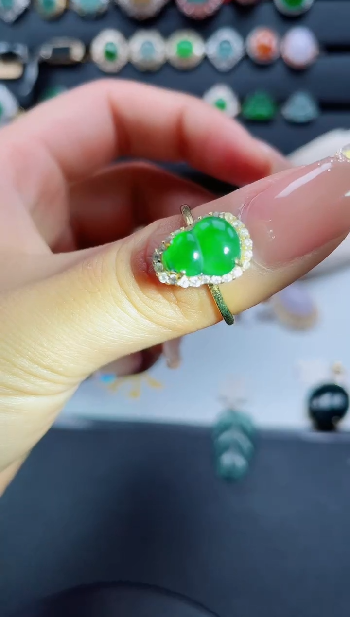 翡翠戒指银S925镶嵌132123
