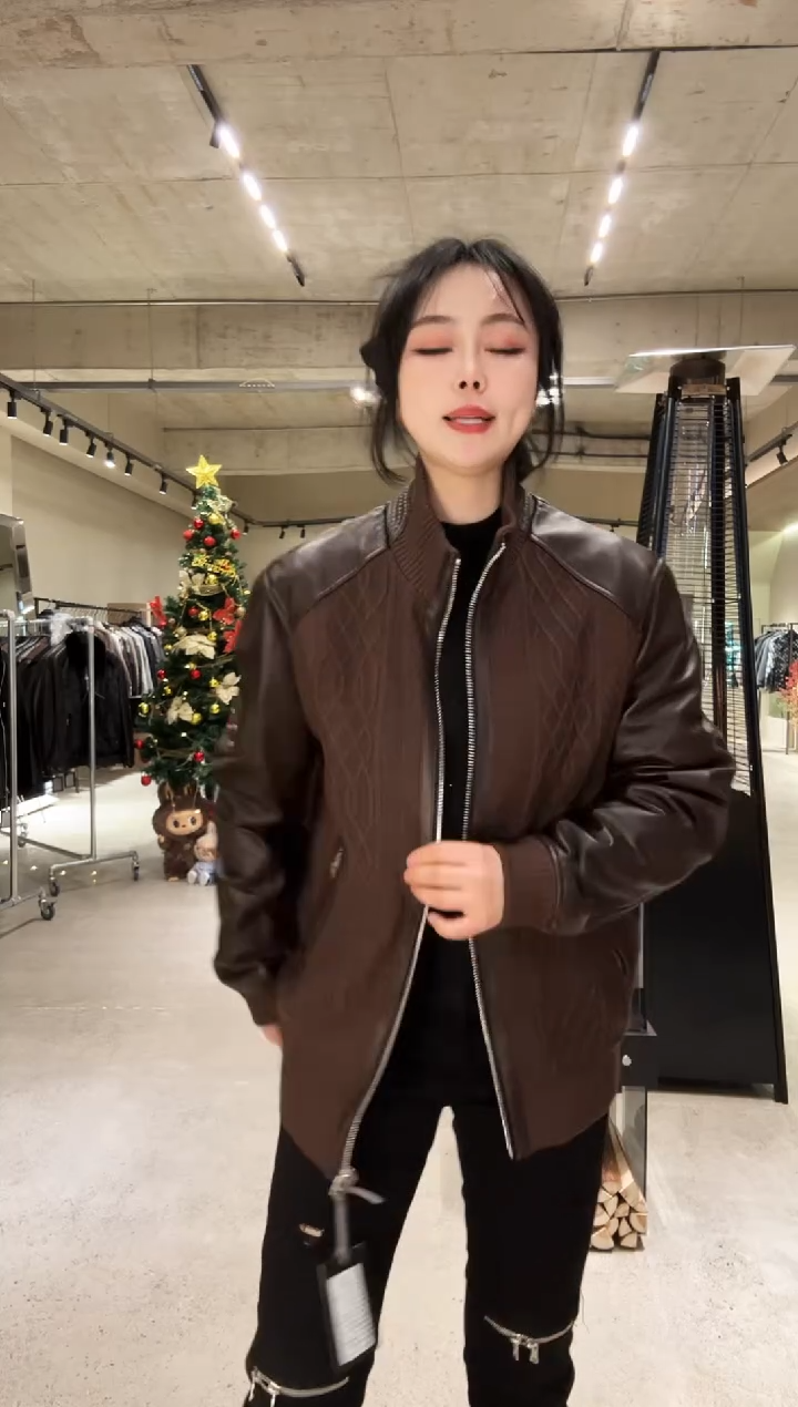 52码（140-155斤）男士真皮拼接夹克
