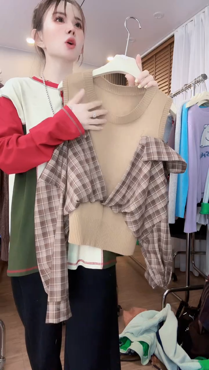 咖色露肩长袖长袖