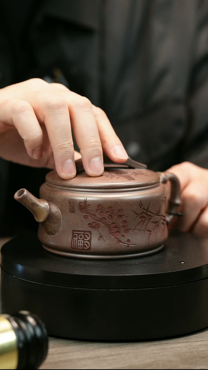 茶壶紫砂彩*岛H2417李小琴段泥梅竹双清竹碗