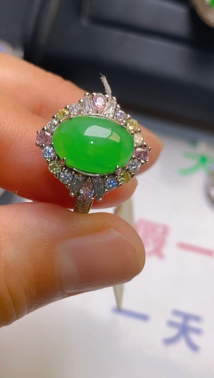 【闪购商品】翡翠耳饰银S925镶嵌天然A货翡翠1