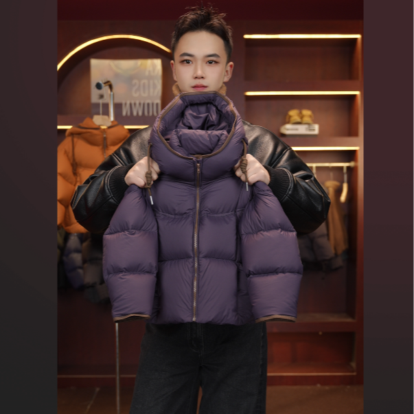 KA儿童白鸭绒羽绒服冬季新款中大童保暖紫色时尚羽绒服外套加厚