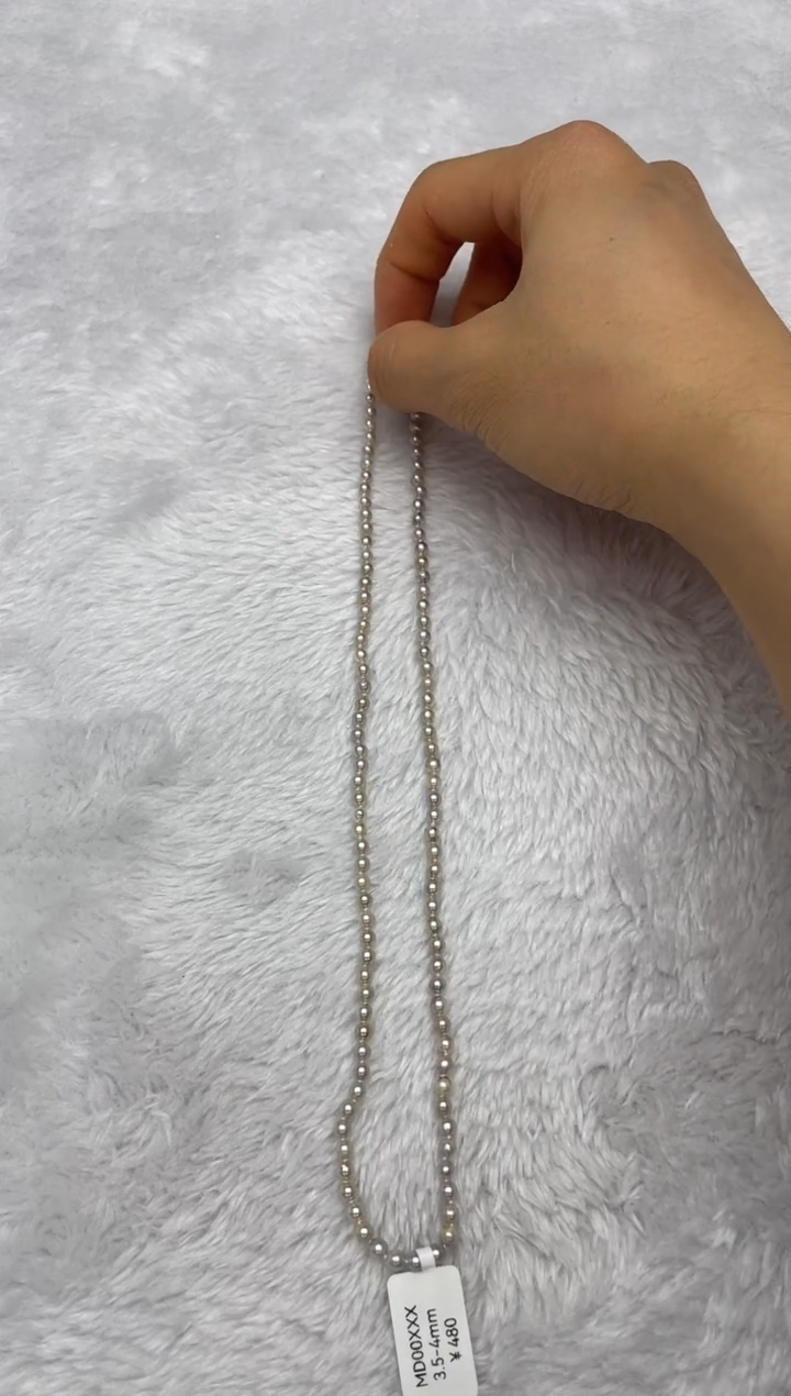 项链银S925镶嵌海水珍珠AK真多麻3.5-4mm